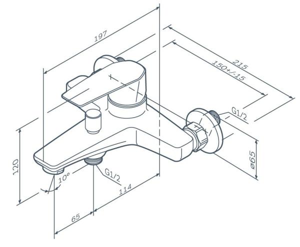 Смеситель для ванны AM.PM Gem F90A10000 хром