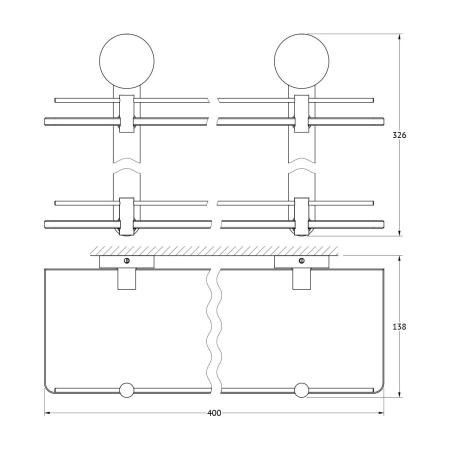 Полка 2-х ярусная 40 cm матовое стекло;  ARTWELLE Harmonie HAR 037 хром