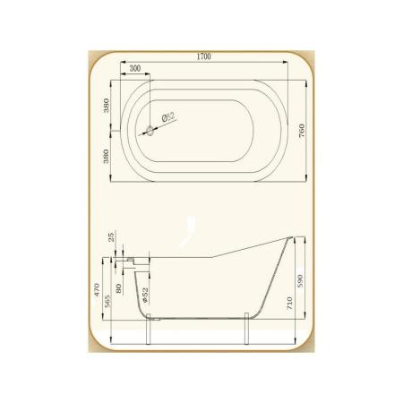 Ванна Magliezza Gracia-WH 170х76 см чугунная ножки белые