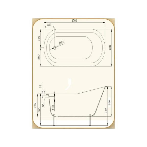 Ванна Magliezza Gracia-WH 170х76 см чугунная ножки белые