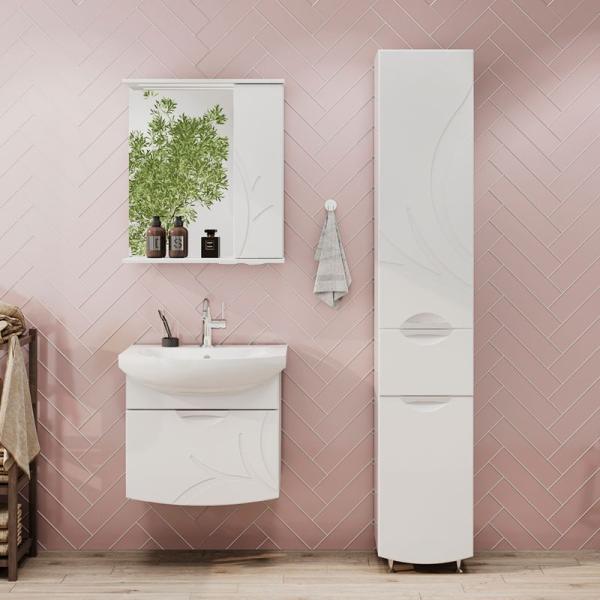 Пенал для ванной c корзиной напольный Volna Adel 35 напольная белый глянец