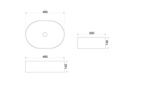 Раковина SantiLine SL-1084 48,5x35 на столешницу керамическая Белый