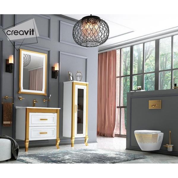 Унитаз CREAVIT Terra DEKOR ЗОЛОТО КРУГИ подвесной TP325-11CB00E-NA00 (сиденье отдельно)