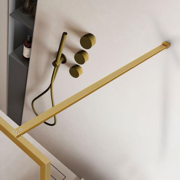 Душевая перегородка Vincea Walk-In VSW-1HP110FLBG, 1100*2000, брашированное золото, стекло рифленое