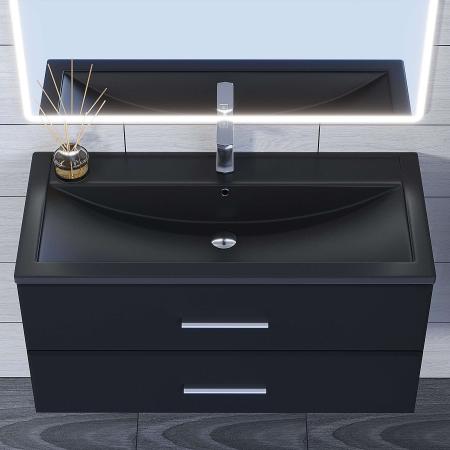 Раковина кварцевая Uperwood Foster Quartz 100 см, черная матовая, космос