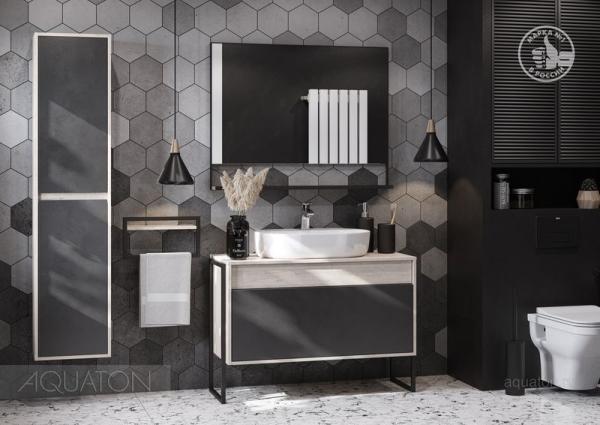 Тумба под раковину AQUATON Лофт Урбан 100 серый графит, дуб орегон 1A247701LQX60