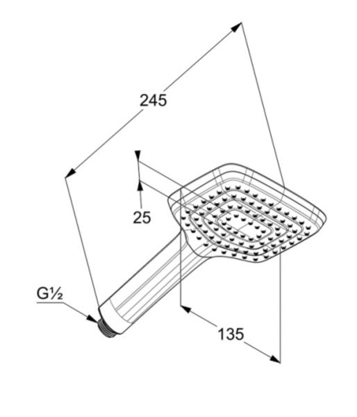 Душевая лейка 1S Kludi Freshline 6450005-00 13.5x24.5 см, хром/белый