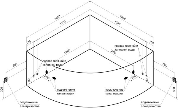Ванна акриловая "ФИЛАДЕЛЬФИЯ", 1680х1680, рама-подставка