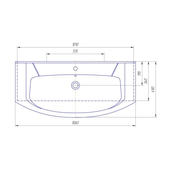 Раковина Kirovit Элеганс 105 см подвесная