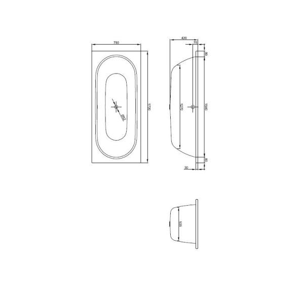 Ванна BetteStarlet 1380-000 170х75 стальная, перелив по центру