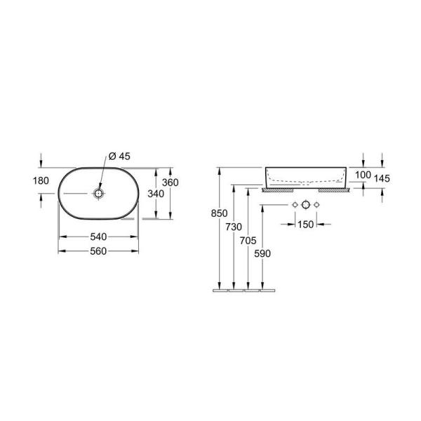 Раковина Villeroy&Boch COLLARO 4A195601 56x36см на столешницу
