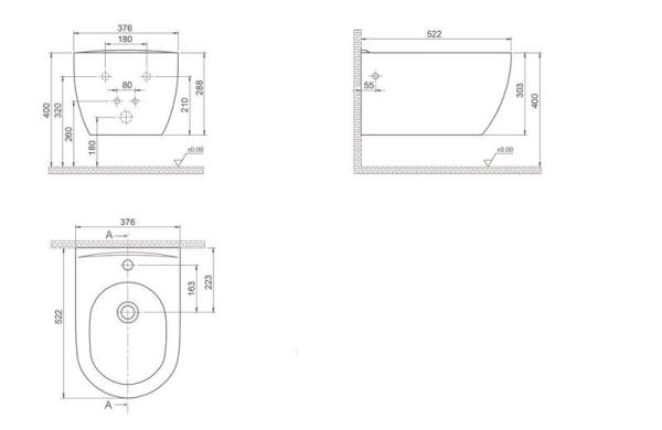 Биде подвесное Boheme Bianco 964-W Белый глянец