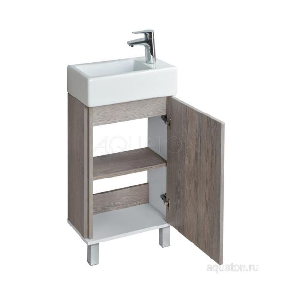 Тумба под раковину Aquaton Эмма 1A221601EAD80 белого/дуб наварра дуб
