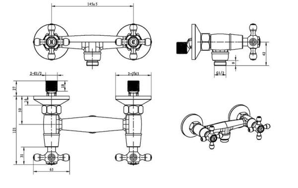 Смеситель для душа Boheme Crystal 294-CRST золото
