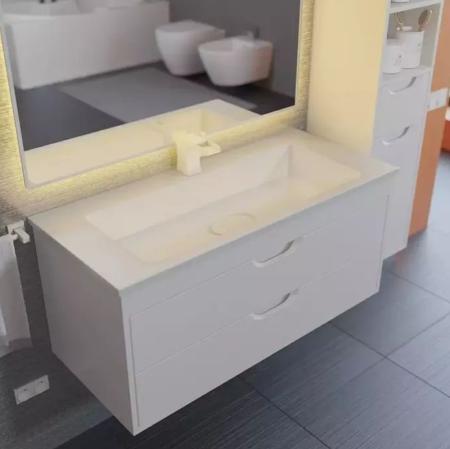 Тумба под раковину для ванной Uperwood Modul 100 см, подвесная, глянцевая, белая