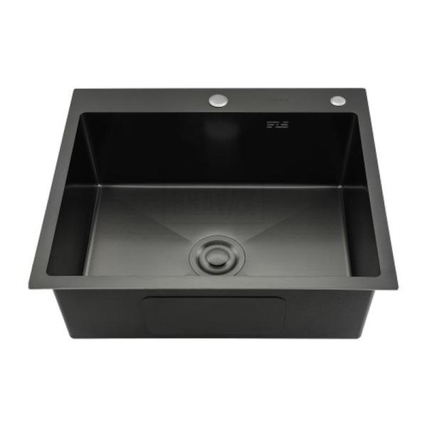 Кухонная мойка Gappo GS6050-6 600x500x215mm 0.8мм с коландером Черный