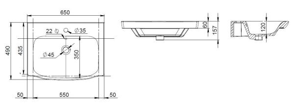 Раковина Am.Pm Like M80WCC0652WG 65 см