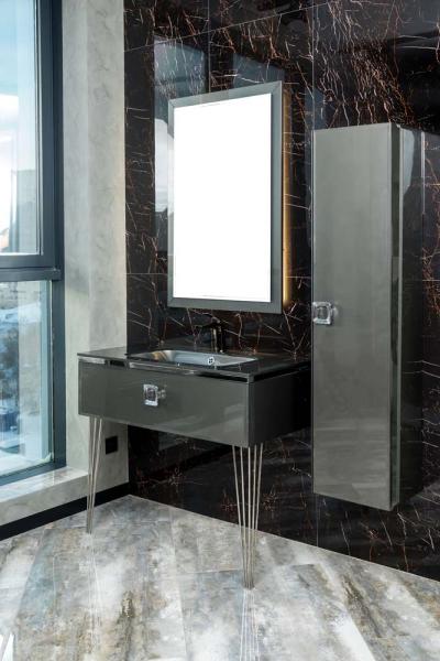 Столешница Boheme стекло 100см моноблок Глянцевая Графит 852-100-GR