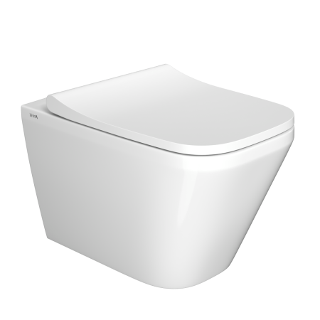 Инсталляция с унитазом VitrA Integra Square  9856B003-7207 комплект 4 в 1 с сиденьем микролифт безободковый цвет клавиши глянцевый хром
