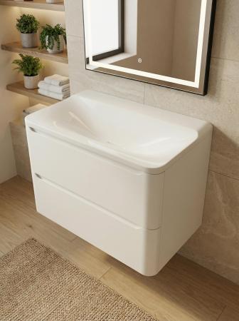 Раковина Uperwood Ocean Rocean80wg0 полувстраиваемая 80 см без отверстия под смеситель белая глянцевая