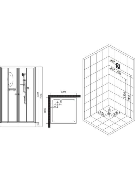 Душевая кабина Esbano Led ES-L100CKR, 100x100 см