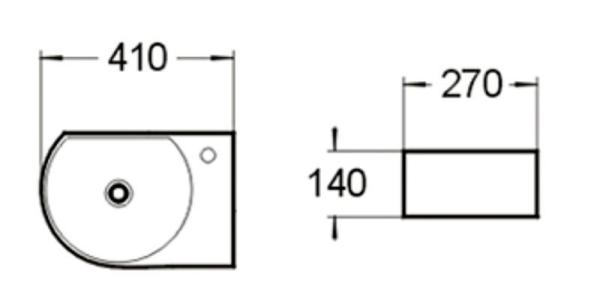 Раковина SantiLine SL-2015L 41x27 подвесная керамическая Белый