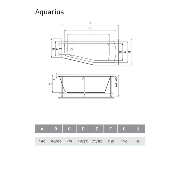 Ванна акриловая Relisan Aquarius R 160х70х50 Правая