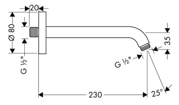 Hansgrohe 27412000 держатель душа 230 мм, цвет хром