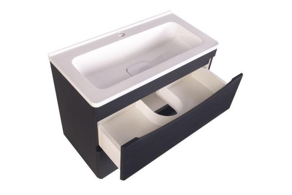 Тумба под раковину Style line El Fante подвесная Бергамо мини 70 (2 ящ.) Люкс антискрейтч черный, PLUS