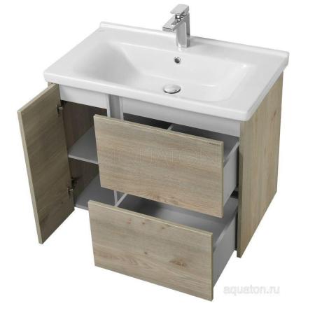 Тумба с раковиной Aquaton Стоун 1A228201SX850 80 с ящиком,сосна арлингтон