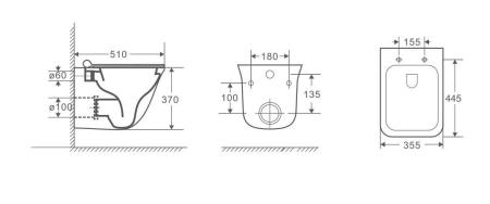 Унитаз Grossman GR-4413S (510*355*370) подвесной безободковый с тонкой крышкой