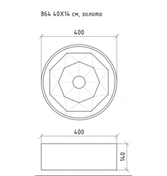 Накладная раковина Boheme Neoart 864 круглая золото 40х40