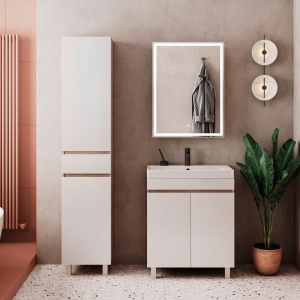 Тумба для ванной Volna Conty 60.2D Белый/дуб сонома напольная (9696) раковина отдельно