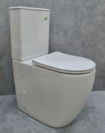 Унитаз Ceramalux 1289A напольный безбодковый с бачком ( GEBERIT ) сиденье микролифт, белый