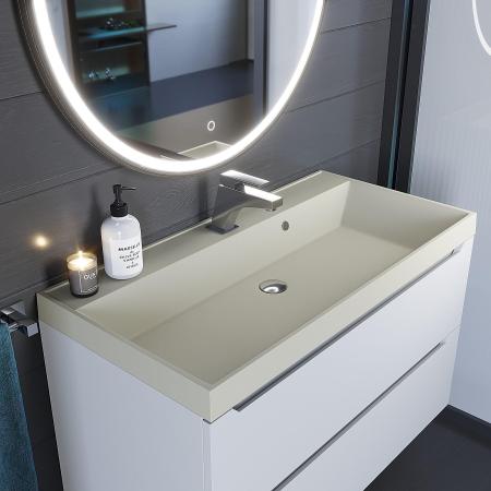 Раковина кварцевая Uperwood Classic Quartz 90 см, бежевая матовая, лён