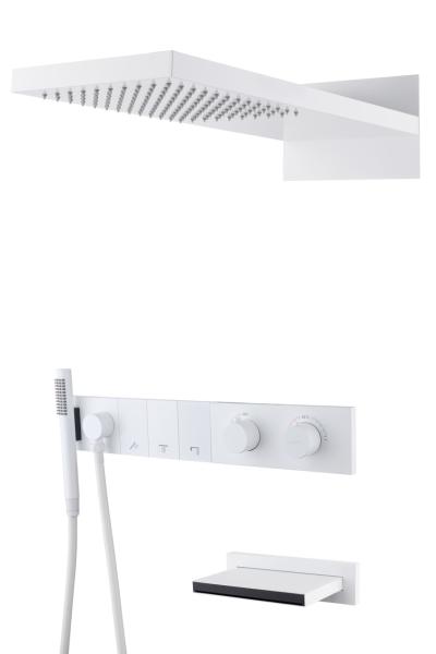 Встроенная душевая система Boheme с изливом ZODIAC с термостатом, трехпозиционная Matt White 133-2-MW