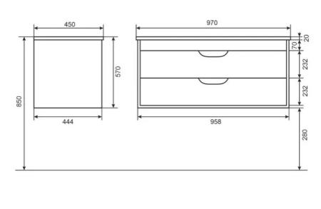 Тумба под раковину для ванной Uperwood Modul 100 см, подвесная, глянцевая, белая