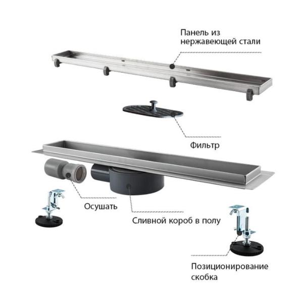 Душевой трап Gappo G83007-4 сатин 70x300