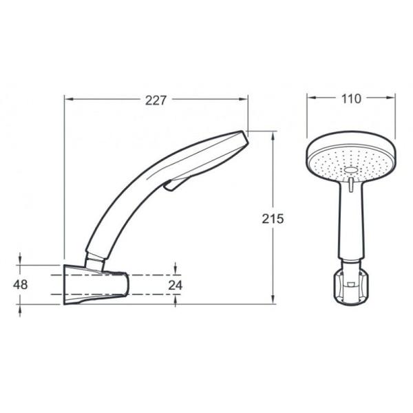 Ручной душ Jacob Delafon CITRUS E12917-CP с держателем и шлангом хром