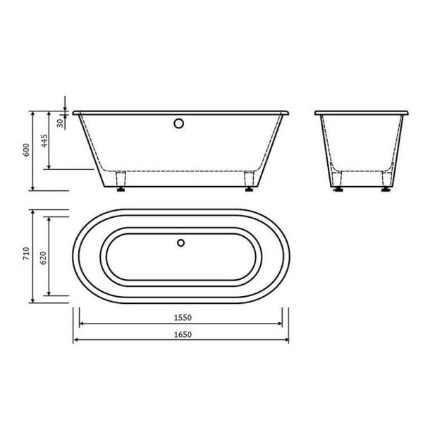 Ванна AquaStone Лира 165x71 иск.камень