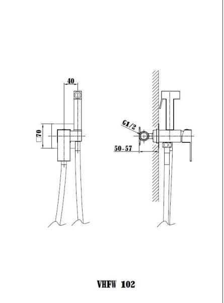 Гигиенический душ Vincea VHFW-102GM из латуни, со смесителем, вороненая сталь