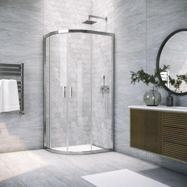 Душевой уголок Vegas-glass ZS-F TUR NOVO 110*90 08 01, профиль глянцевый хром, стекло прозрачное