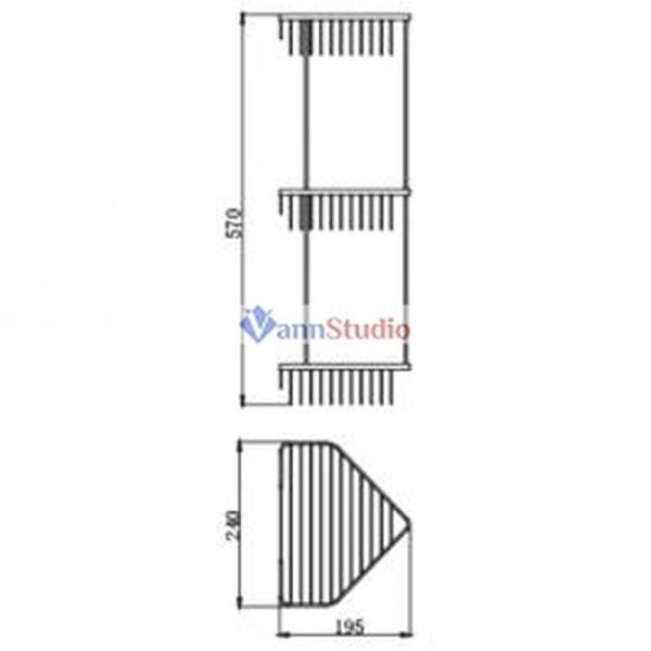 F335-2 Полка 3-ярусная угловая Frap метал хром