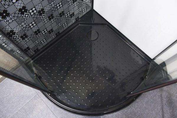 Душевая кабина Esbano 80x80 черный профиль полукруг стекло прозрачное ESKBB80CR
