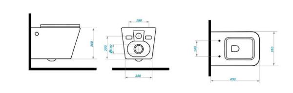 Унитаз Cerutti SPA MAIELLA Aria MB подвесной безободковый черный матовый CT9163 (500х350х320)