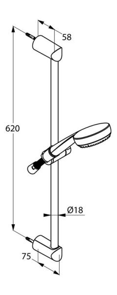 Душевой гарнитур Kludi Logo 3S 6836305-00, 60 см, держатель хромированный пластик, цвет хром