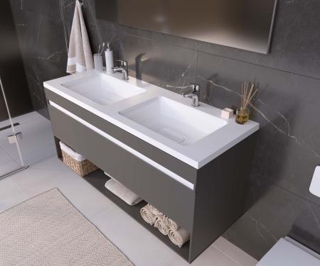 Раковина двойная Uperwood Modul 120 см, прямоугольная