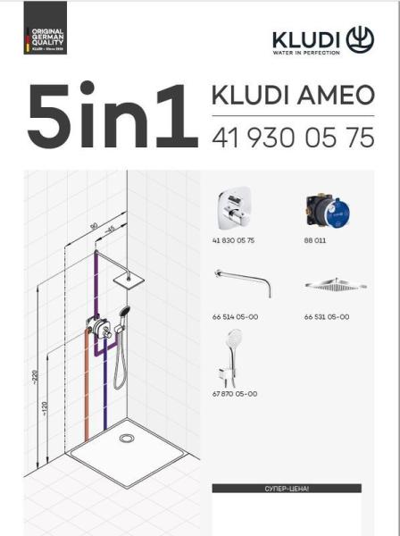 Душевой комплект KLUDI AMEO 5 в 1 с термостатом для душа