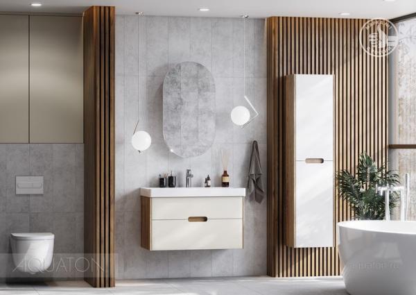 Тумба под раковину AQUATON Оливия 90 бежевый, дуб велл 1A254401OLVG0