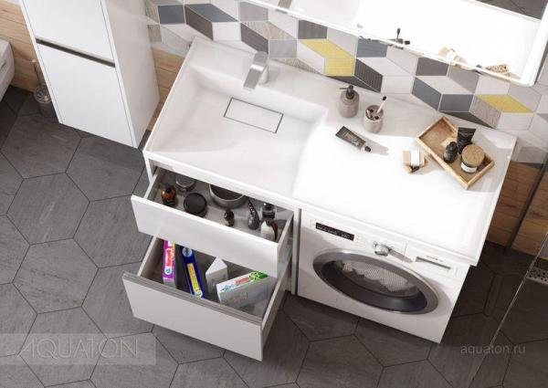 Раковина AQUATON Лондри 1200 белая левая 1A72843KLH01L